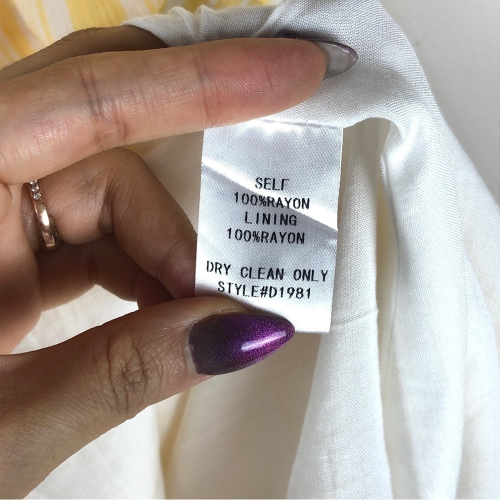 impeccable pig yellow striped a-line off the shoulder belle inspired dress - Picture 5 of 7